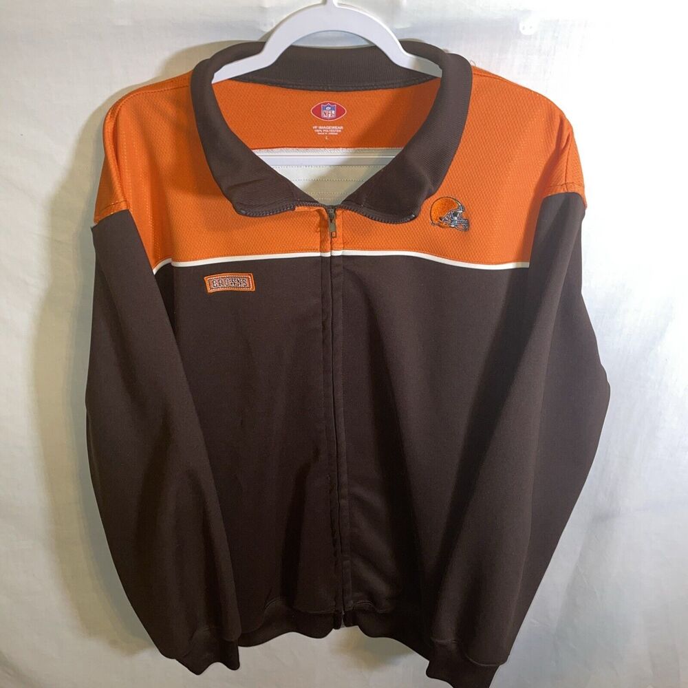 NFL Men’s Browns Full Zip Jacket Sz  Large Brown Orange Gameday Football Comfort